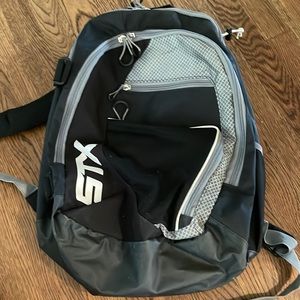 Black and gray STX lacrosse bag